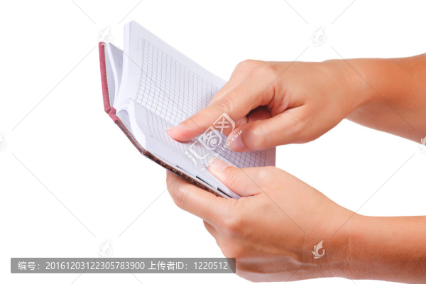 打開筆記的筆記在手上