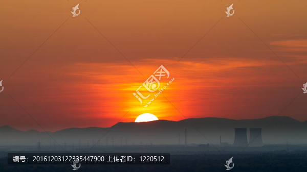 夕陽(yáng)在菲利普斯堡核電站全景圖；德國(guó)