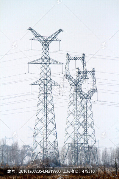 電塔,高壓線,冬天,輸電,能源