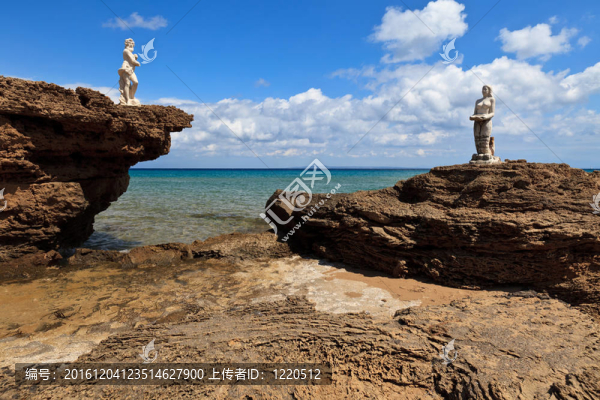 vromi波爾圖海灘在扎金索斯；希臘