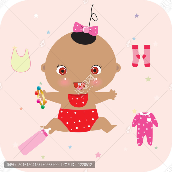 嬰兒；服裝玩具和瓶子