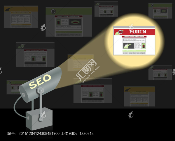 SEO的探照燈。搜索優(yōu)化概念。