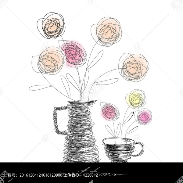 茶杯、茶壺和花