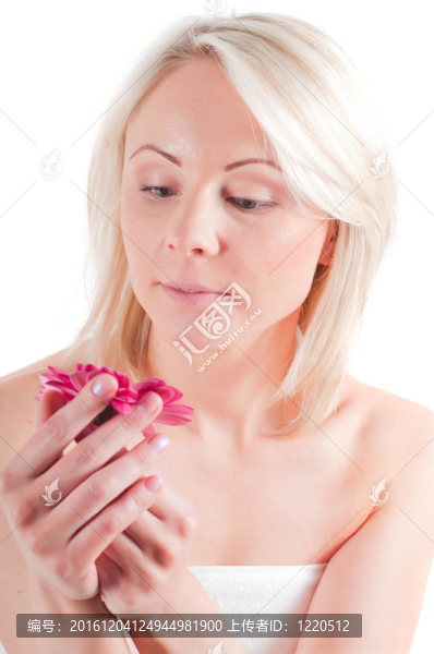 美麗的女人與非洲菊