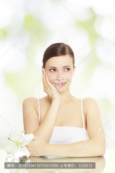 美麗的女孩與lily,flower