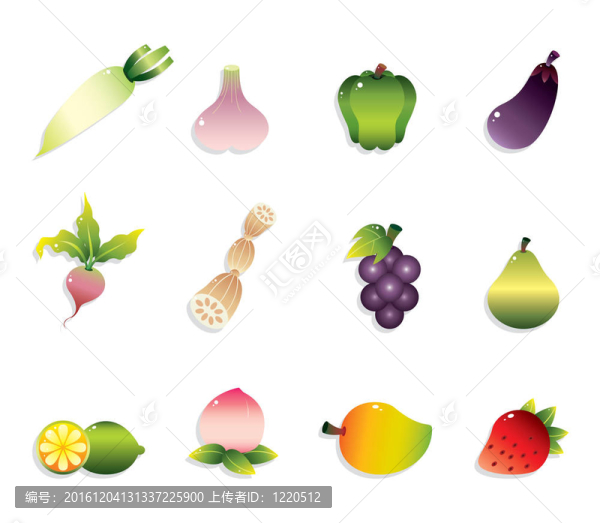 卡通水果蔬菜圖標(biāo)集