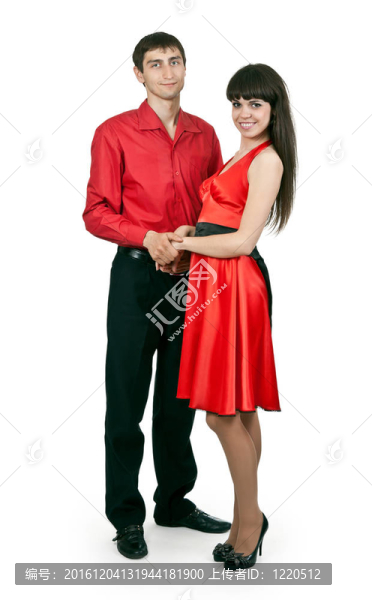 穿著紅裙子的男人和女人