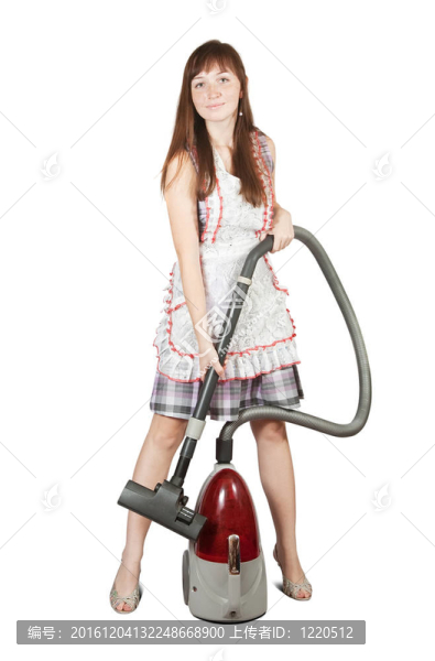 帶真空吸塵器的女孩