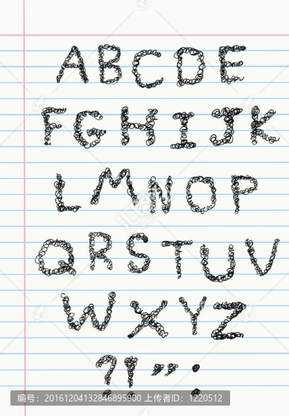 把筆記本紙字母