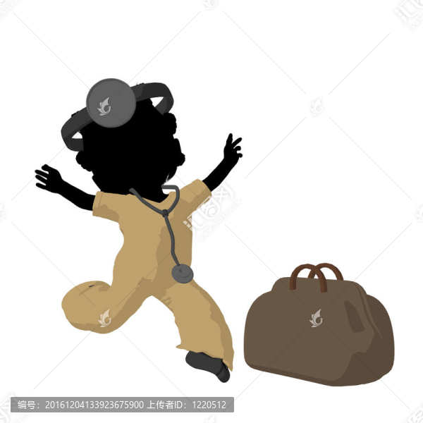 美國黑人小女孩插畫剪影