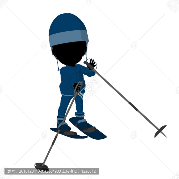 小女孩插畫剪影滑雪