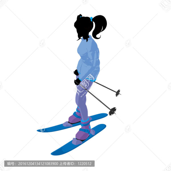 滑雪女孩插畫(huà)剪影