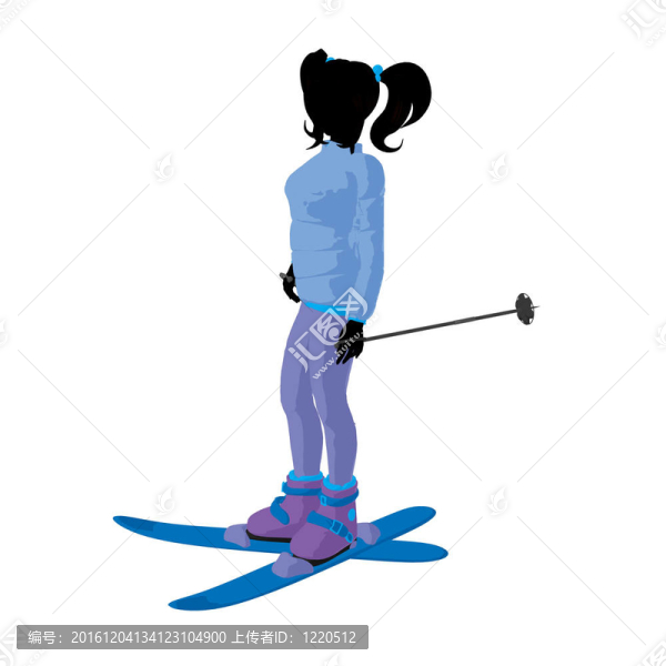 滑雪女孩插畫剪影