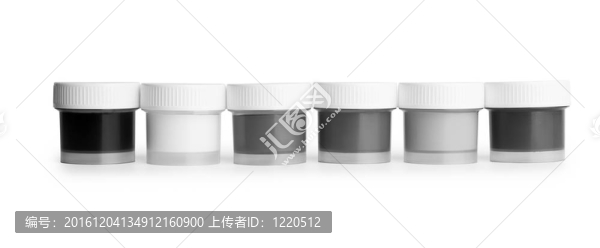 變色水粉調(diào)色板罐子在一排