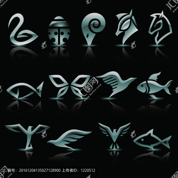 抽象銀動物圖標(biāo)