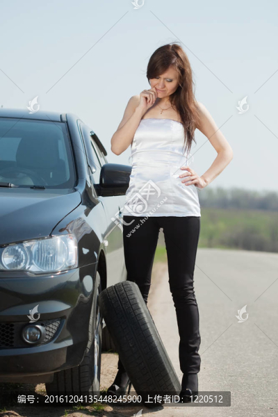 女子換車輪