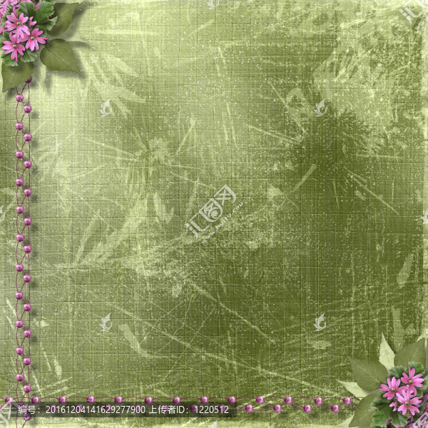 綠色抽象背景與花美麗的花束和珠子