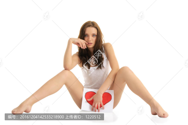 性感年輕女子涂心