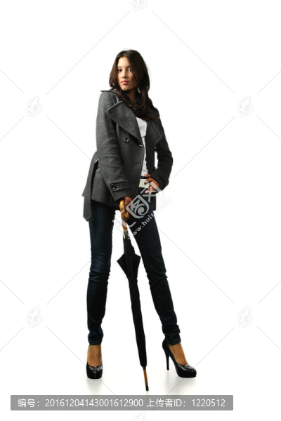 美麗的年輕女子與傘