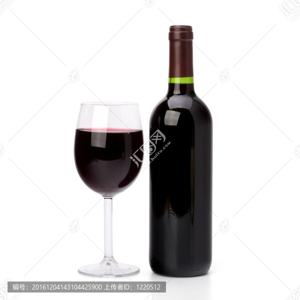 全紅酒杯和瓶