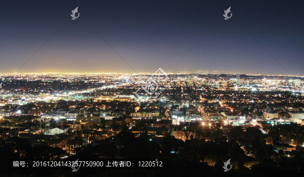 夜晚的洛杉磯天際線