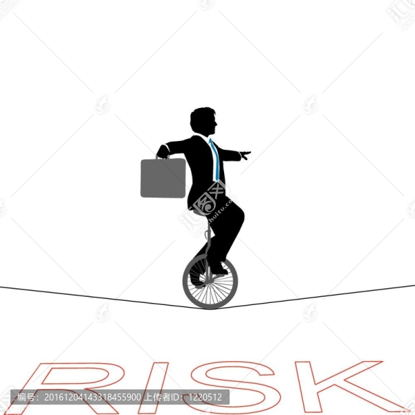 生意人獨(dú)輪車走鋼絲在金融風(fēng)險(xiǎn)