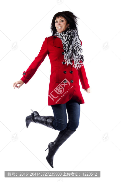穿紅色上衣的女人