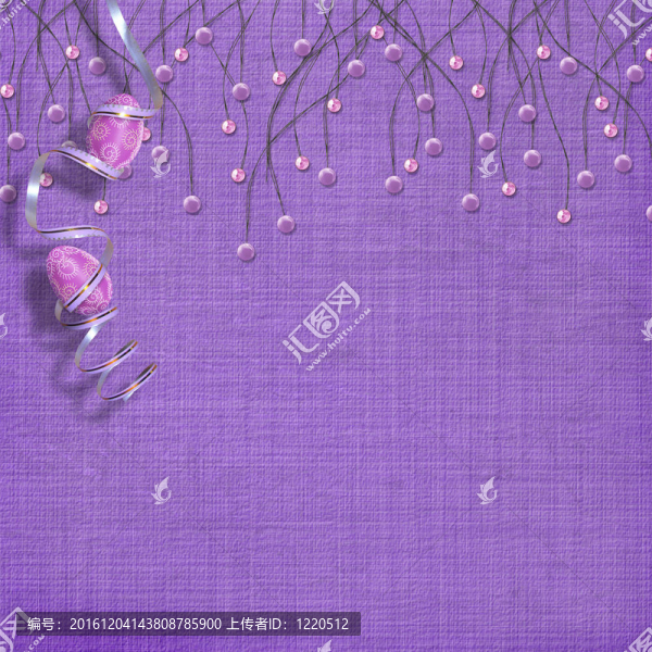 復(fù)活節(jié)背景漆蛋和紫色珠子