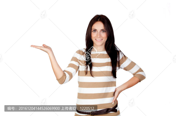美麗的黑發(fā)女孩，手掌張開