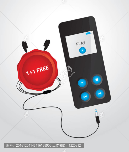 時(shí)尚現(xiàn)代的MP3播放器和耳機(jī)