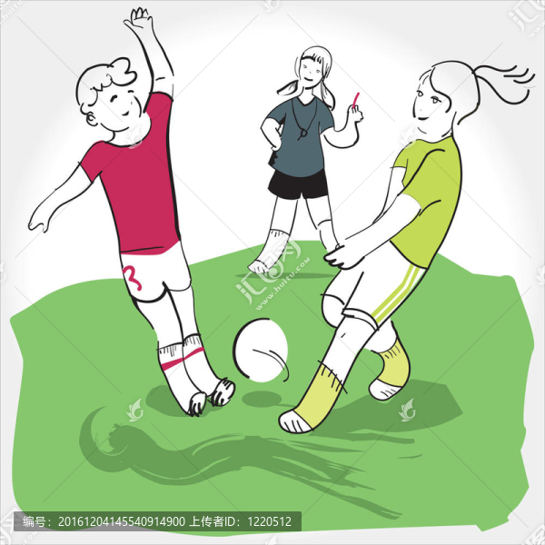 男孩和女孩正在踢足球