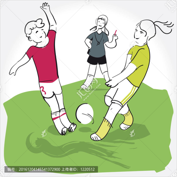 男孩和女孩正在踢足球