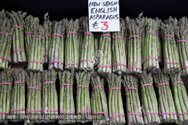 英國(guó)蘆筍在市場(chǎng)攤位出售