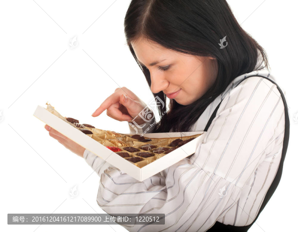年輕優(yōu)雅女子舉行巧克力盒肖像