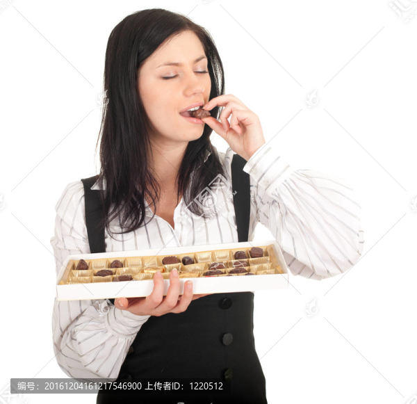 年輕優(yōu)雅女子舉行巧克力盒肖像