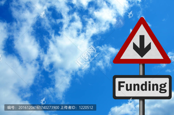 照片逼真的資金削減標(biāo)志；與空間的文本疊加