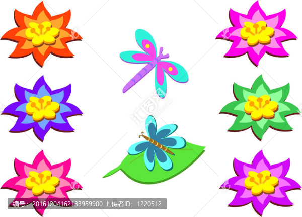 混合多彩的蟲子和Flowers
