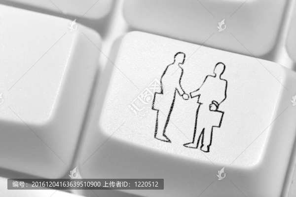 鍵盤上有兩個商人手握手的按鈕。