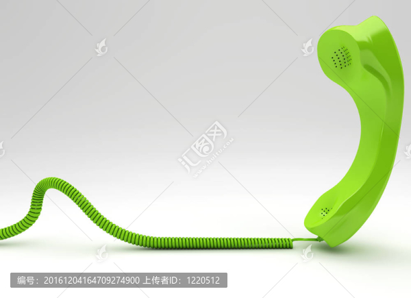 在白色背景上隔離的綠色有線電話