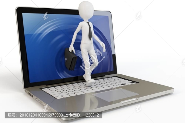 3D人商人走出筆記本電腦
