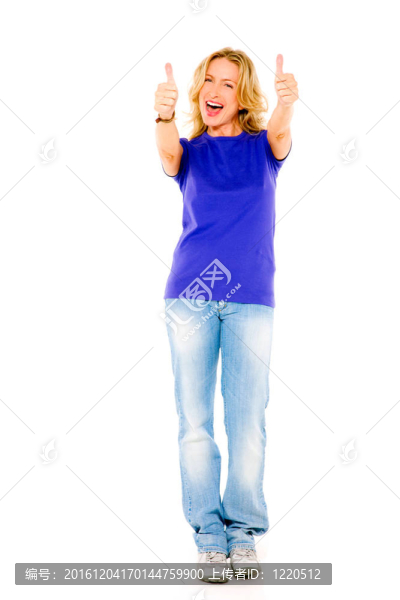 豎起大拇指的女人