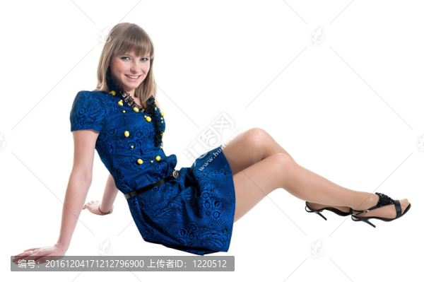 穿藍(lán)色連衣裙的女孩