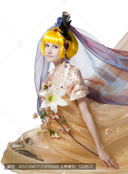 美麗的女孩在織物中的公主
