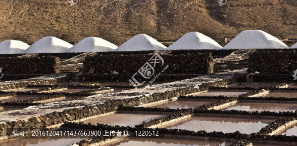 鹽鹽從janubio；蘭薩羅特島煉油廠；