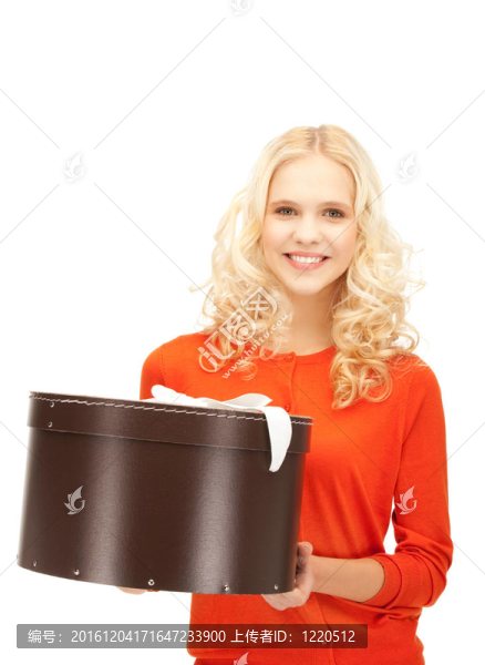 快樂少女與禮品盒