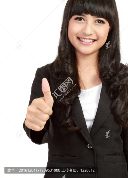 漂亮的女商人豎起了大拇指
