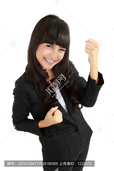 可愛的年輕亞洲商業(yè)女性慶祝成功