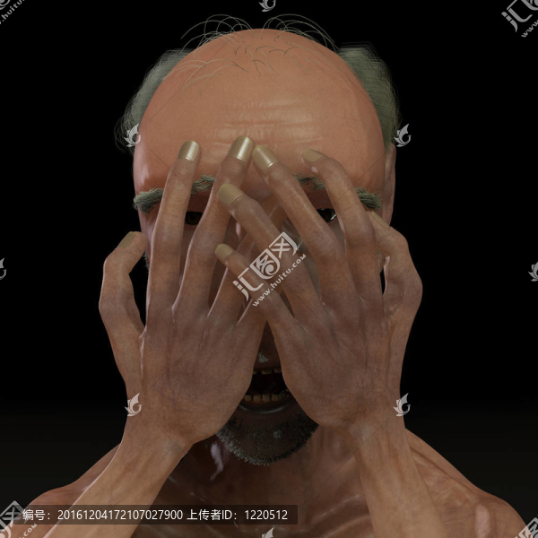 Boldy男人哭和覆蓋悲傷的臉