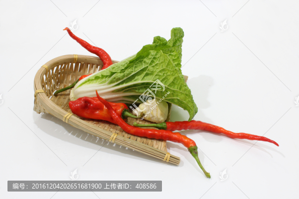 卷心菜,冬筍,紅辣椒,簸箕