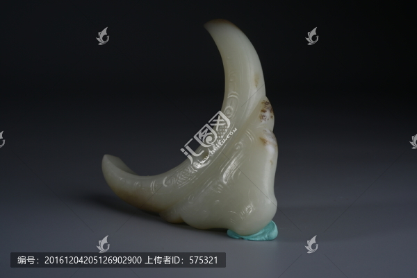 周朝玉器,白玉,牛頭